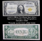 1935A $1 Silver Certificate North Africa, Signatures of Julian & Morgenthau Grades AU, Almost Unc