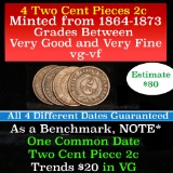 Four 2 Cent Piece 2c Grades vg-vf