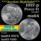 ***Auction Highlight*** 1927-p Peace Dollar $1 Grades Choice Unc (fc)