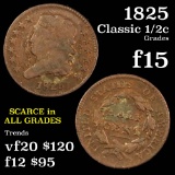 1825 Classic Head half cent 1/2c Grades f+