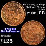 1863 Civil War Token; Army & Navy 1c Grades Select Unc RB