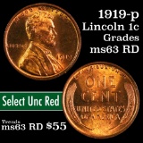 1919-p Lincoln Cent 1c Grades Select Unc RD