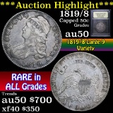 ***Auction Highlight*** 1819/8 Capped Bust Half Dollar 50c Graded AU, Almost Unc by USCG (fc)