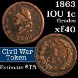 1863 Civil War Token, turban liberty 1c Grades xf