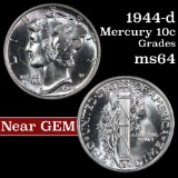 1944-d Mercury Dime 10c Grades Choice Unc