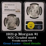 NGC 1921-p Morgan Dollar $1 Graded ms64 by NGC