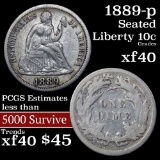 1889-p Seated Liberty Dime 10c Grades xf