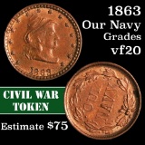 1863 Fuld# 41/337 Civil War Token; 'Our Navy' 1c Grades AU, Almost Unc