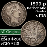 1899-p Barber Half Dollars 50c Grades vf++