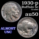1930-p Buffalo Nickel 5c Grades AU, Almost Unc