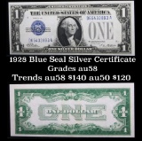 1928 $1 Blue seal Silver Certificate , sigs Tate/Mellon Grades