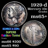 1929-d Mercury Dime 10c Grades GEM+ Unc