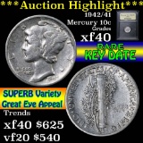 ***Auction Highlight*** 1942/41 Mercury Dime 10c Graded xf by USCG (fc)