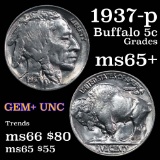 1937-p Buffalo Nickel 5c Grades GEM+ Unc
