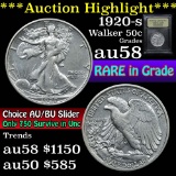 *Auction Highlight* 1920-s Walking Liberty Half Dollar 50c Graded Choice AU/BU Slider by USCG (fc)