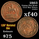 1863 Civil War Token, 'Union Forever' 1c Grades xf
