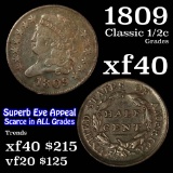 1809 Classic Head half cent 1/2c Grades xf