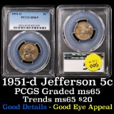 PCGS 1951-d Jefferson Nickel 5c Graded ms65 by PCGS