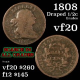 1808 Draped Bust Half Cent 1/2c Grades vf, very fine