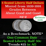 5 Seated Liberty Half Dollar 50c Grades ag-g