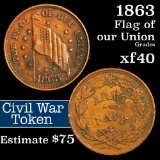 1863 Civil War Token; Army & Navy 1c Grades xf