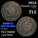 1814 Classic Head Large Cent 1c Grades f, fine
