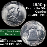 1950-p Franklin Half Dollar 50c Grades Select Unc+ FBL