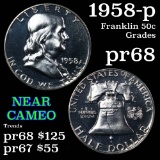 1958-p Franklin Half Dollar 50c Grades GEM++ Proof