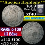 ***Auction Highlight*** 1809 o-109 III edge Capped Bust Half Dollar 50c Graded xf by USCG (fc)