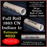 ***Auction Highlight*** 1863 Full (50) pc Roll, ultra rare Copper Nickel Indian Cents 1c (fc)