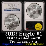 NGC 2012 First Release Silver Eagle Dollar $1 Graded ms70 by NGC