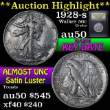 ***Auction Highlight*** 1928-s Walking Liberty Half Dollar 50c Graded AU, Almost Unc by USCG (fc)