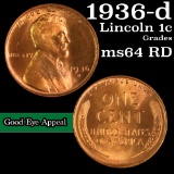 1936-d Lincoln Cent 1c Grades Choice Unc RD