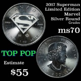 2018 Superman Marvel Silver Round .999 Fine Silver 1oz.