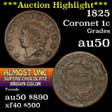 ***Auction Highlight*** 1825 Coronet Head Large Cent 1c Grades AU, Almost Unc (fc)