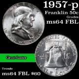 1957-p Franklin Half Dollar 50c Grades Choice Unc FBL