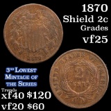 1870 2 Cent Piece 2c Grades vf+