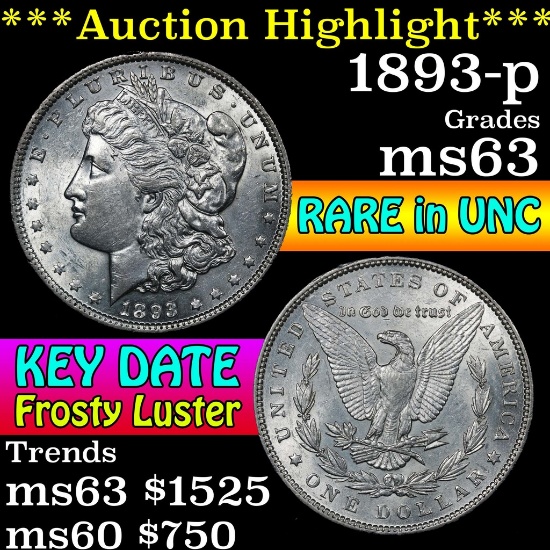 ***Auction Highlight*** 1893-p Morgan Dollar $1 Grades Select Unc (fc)
