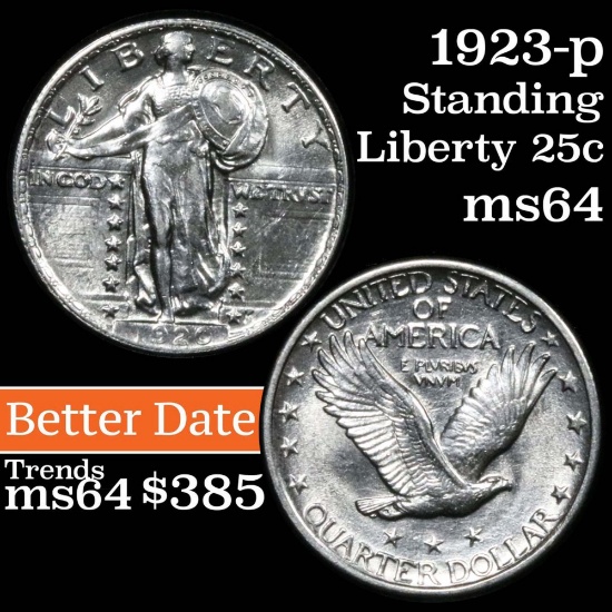 1920-p Standing Liberty Quarter 25c Grades Choice Unc (fc)