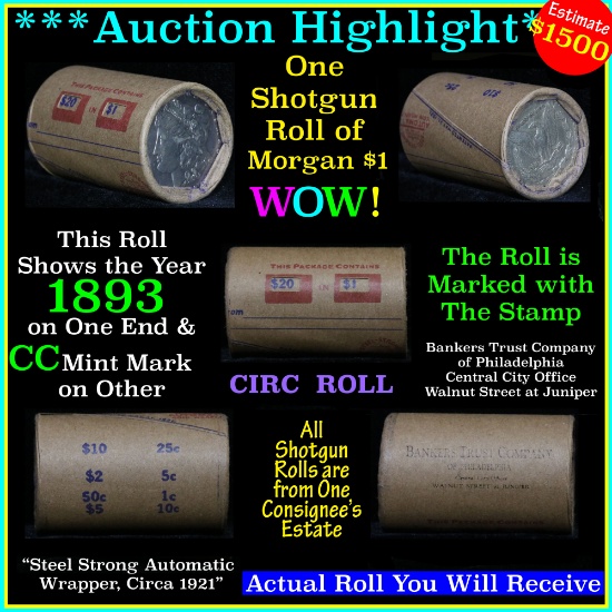 ***Auction Highlight*** Morgan dollar roll ends 1893 & 'cc', Better than average circ (fc)