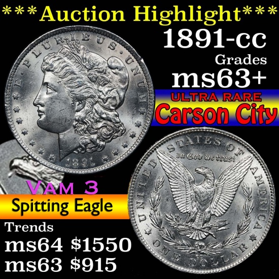 ***Auction Highlight*** 1891-cc Morgan Dollar $1 Grades Select+ Unc (fc)
