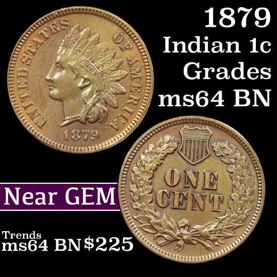 ***Auction Highlight*** 1879 Indian Cent 1c Grades GEM+ Unc BN (fc)