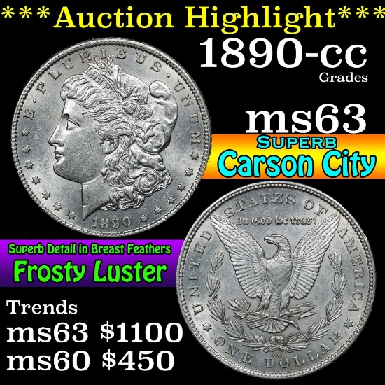 ***Auction Highlight*** 1890-cc Morgan Dollar $1 Grades Select Unc (fc)