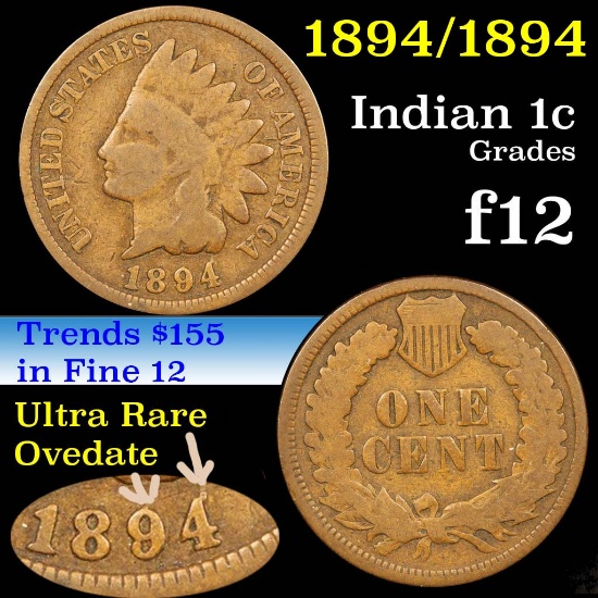 1894/94 Indian Cent 1c Grades f, fine