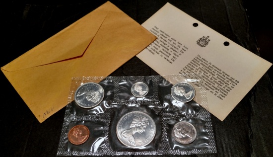 1965 Canadian proof set, 6 coins w/COA Grades