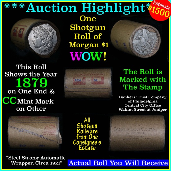**Auction Highlight** Morgan dollar roll ends 1879 & 'cc', Better than average circ (fc)