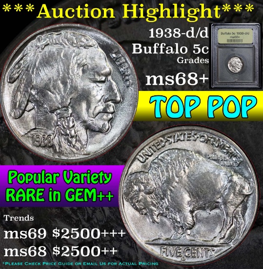 **Auction Highlight** 1938-d/d Buffalo Nickel 5c Graded Gem++ by USCG (fc)