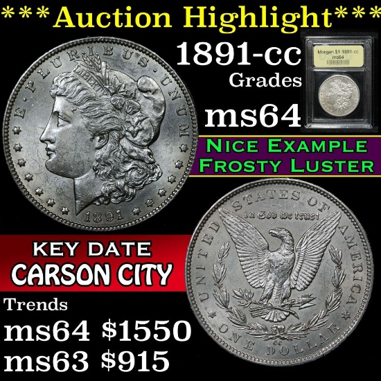 **Auction Highlight** 1891-cc Morgan Dollar $1 Graded Choice Unc by USCG (fc)