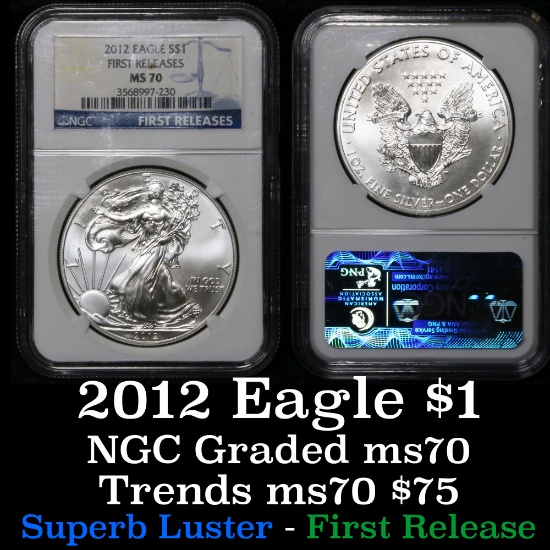 NGC 2014-w Silver Eagle Dollar $1 Graded ms70 by NGC