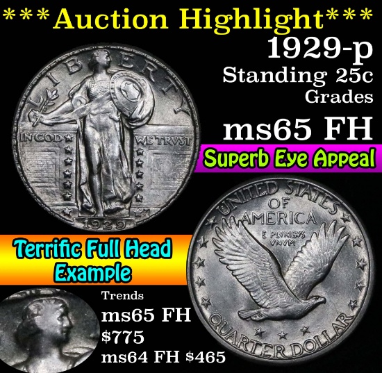 ***Auction Highlight*** 1929-p Standing Liberty Quarter 25c Grades GEM FH (fc)